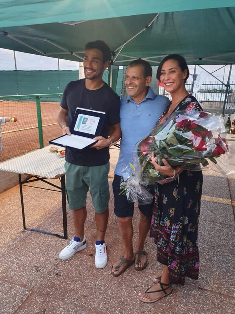 Fabio Fognini e Flavia Pennetta col Presidente Claudio Panizzi